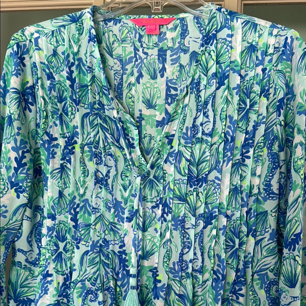Blue and Green Patterned Women's Top by Lilly Pulitzer